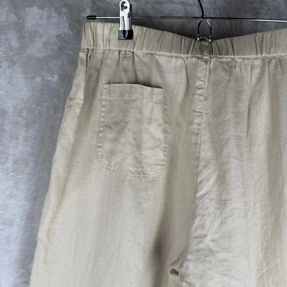 Quince Womens European Linen Wide Leg Cropped Pants Oatmeal Beige Size M